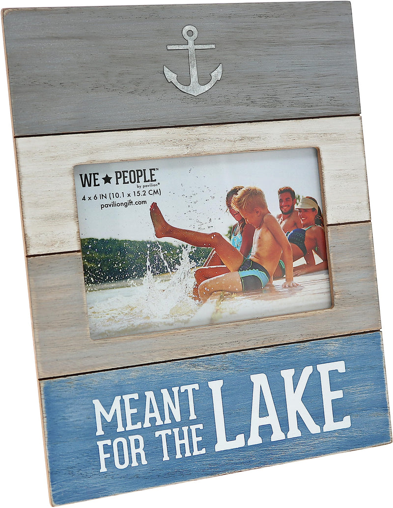 Pavilion - Meant For The Lake - Textured Gray White Washed Wooden Picture Frame (Holds 4 x 6 inch Photo), Lake Decor, Anchor, 1 Count (Pack of 1), 7.75" x 10"