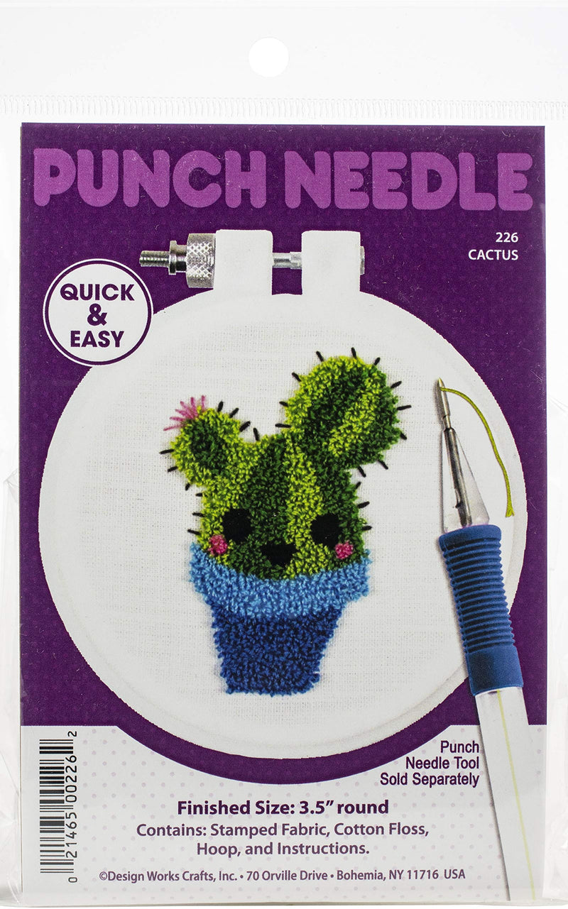 Design Works Kit Punch Needle 3.5" Cactus