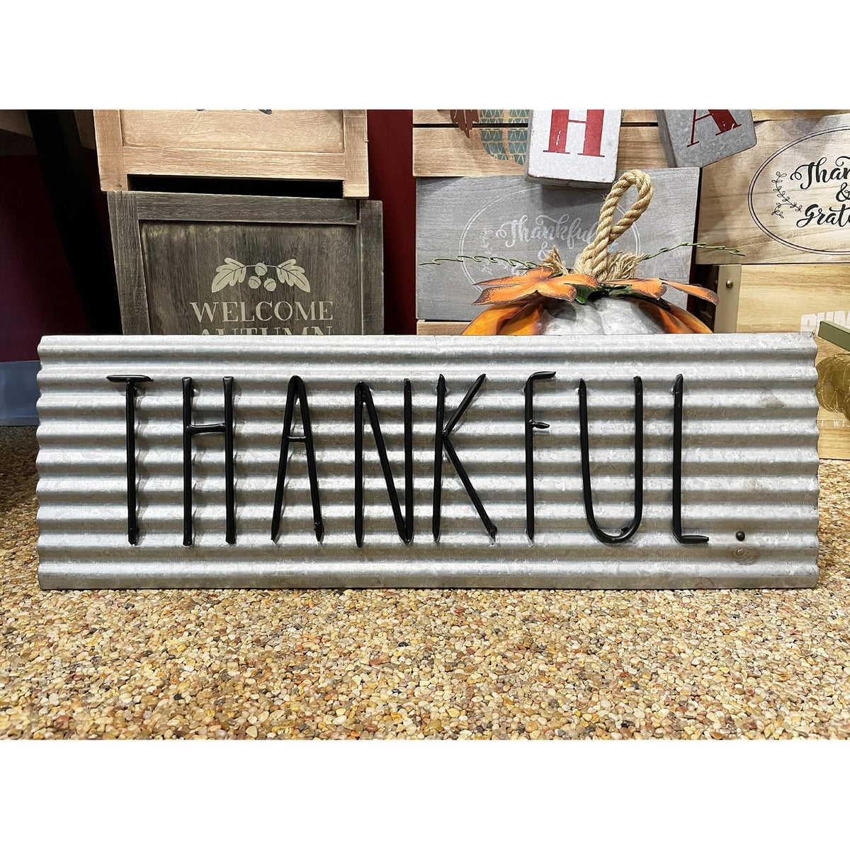 Rae Dunn Decorative Signage, 24" x 0.5" x 8", THANKFUL