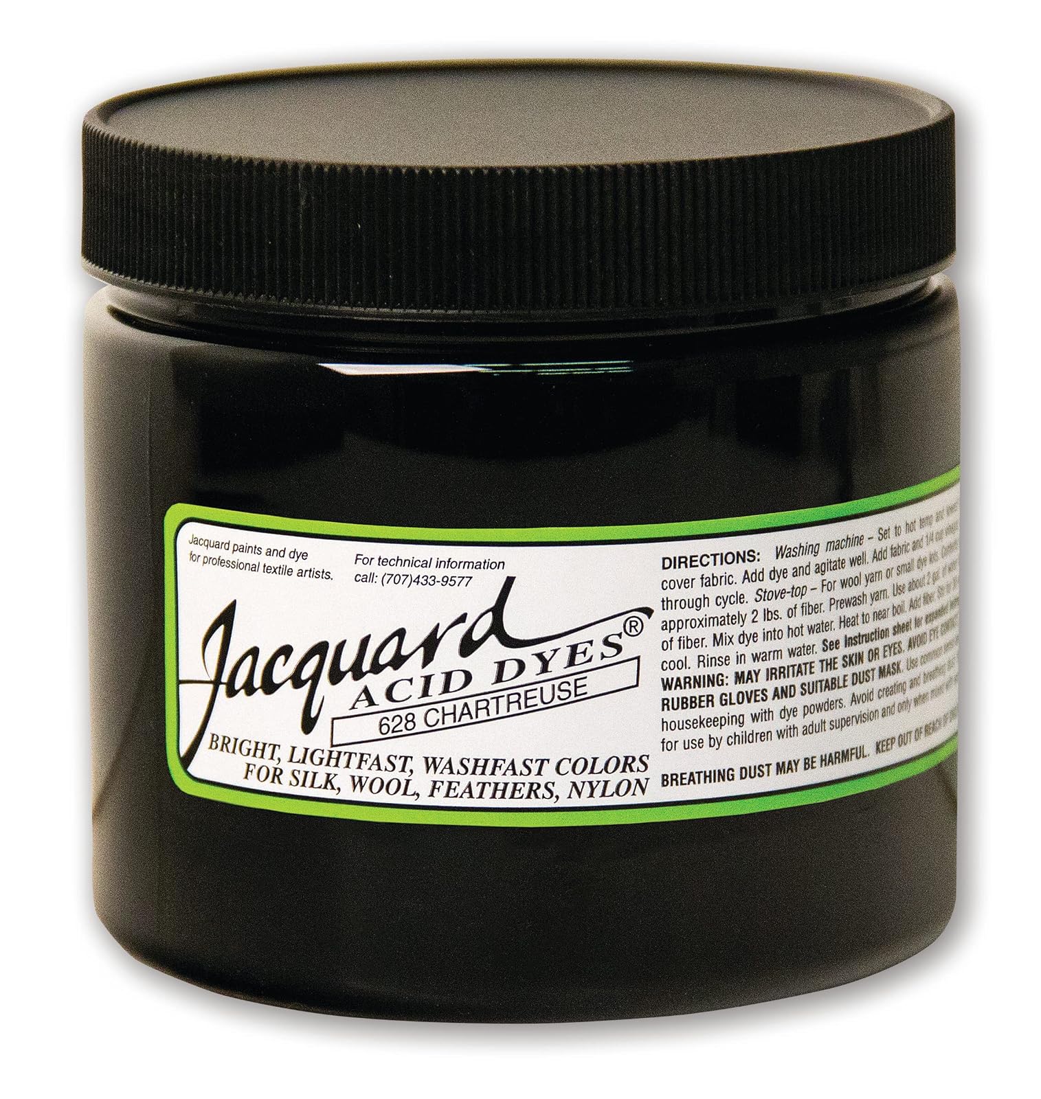Jacquard Acid Dye for Wool, Silk and Other Protein Fibers, 8 Ounce Jar, Concentrated Powder, Chartreuse 628
