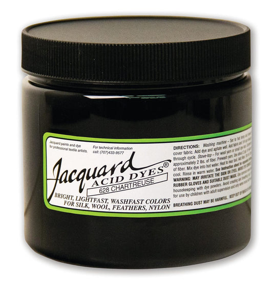 Jacquard Acid Dye for Wool, Silk and Other Protein Fibers, 8 Ounce Jar, Concentrated Powder, Chartreuse 628