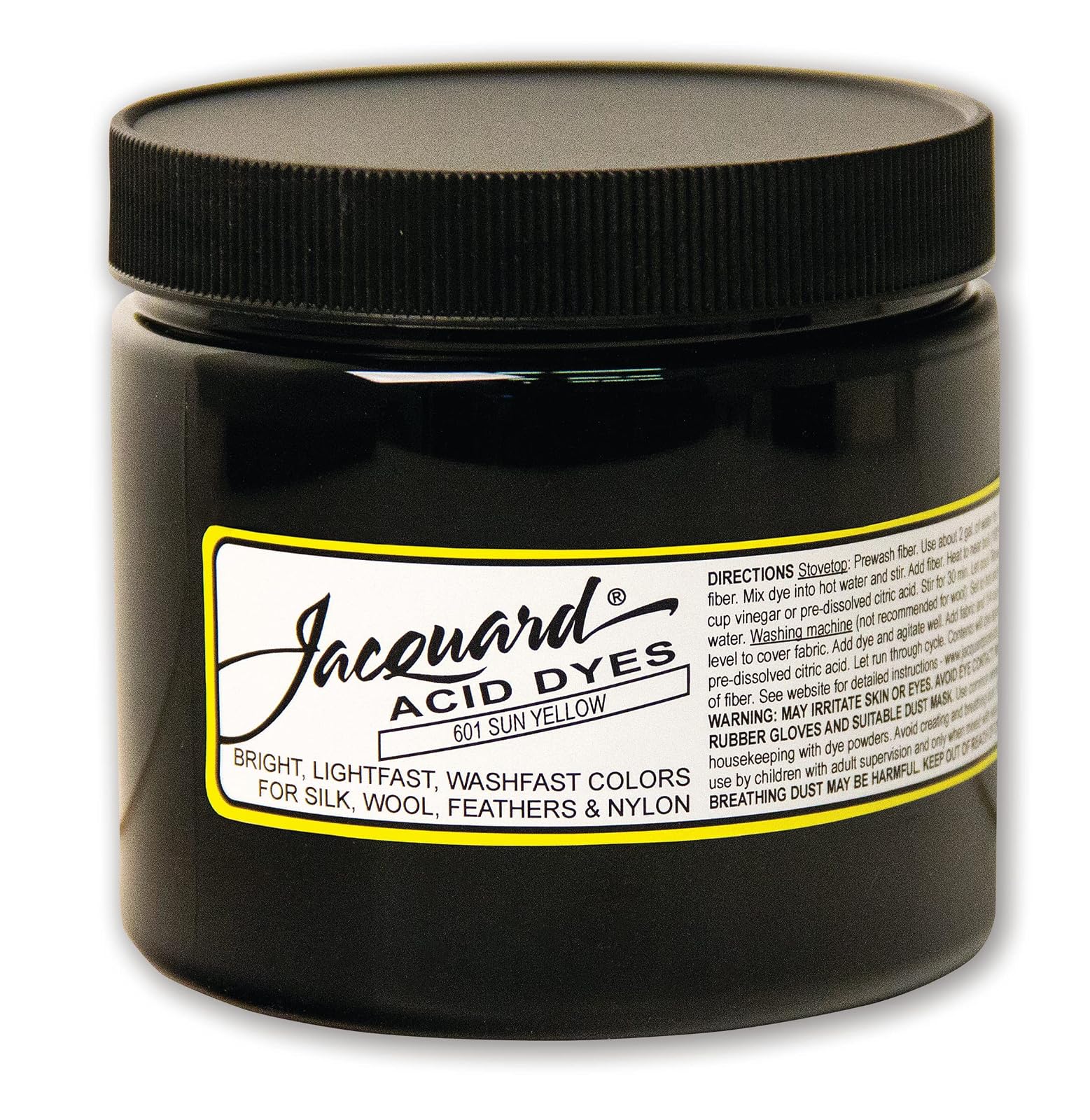 Jacquard Acid Dye for Wool, Silk and Other Protein Fibers, 8 Ounce Jar, Concentrated Powder, Yellow Sun 601