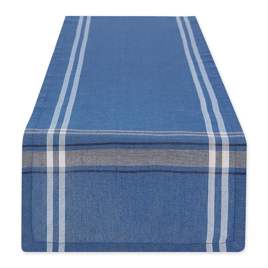 DII Design Kitchen Essentials Everyday French Stripe Tabletop Collection, Table Runner, 14x72, Blue Chambray