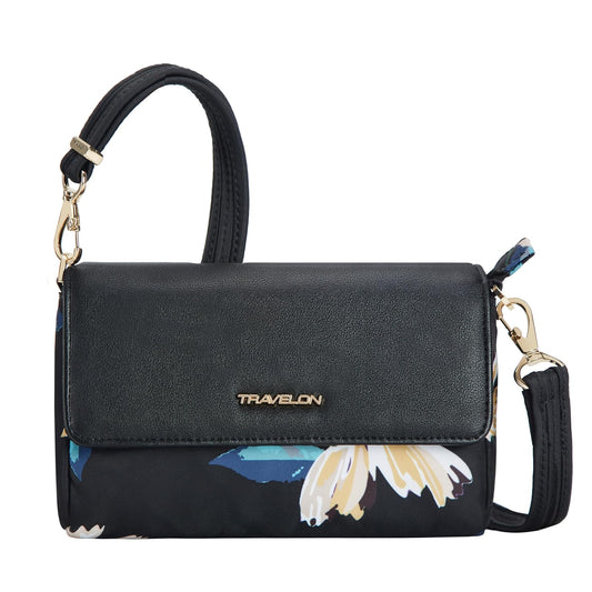Travelon Addison-Anti-Theft-Convertible Crossbody/Belt Bag-Midnight Floral, One Size