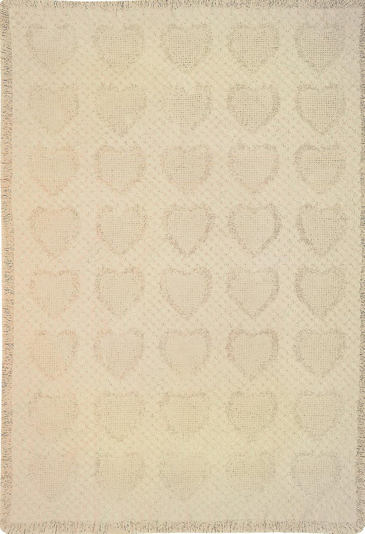 Manual 46 X 60-Inch Throw, Basketweave Heart in Natural Cotton