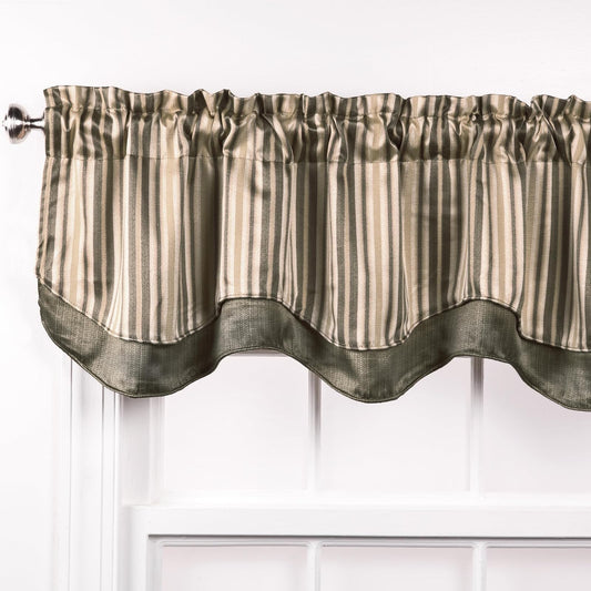 Belle Maison Windsor Scalloped Layered Valance - Olive Color