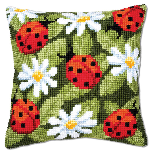 Vervaco Cross Stitch Cushion Kit Ladybirds 16" x 16"