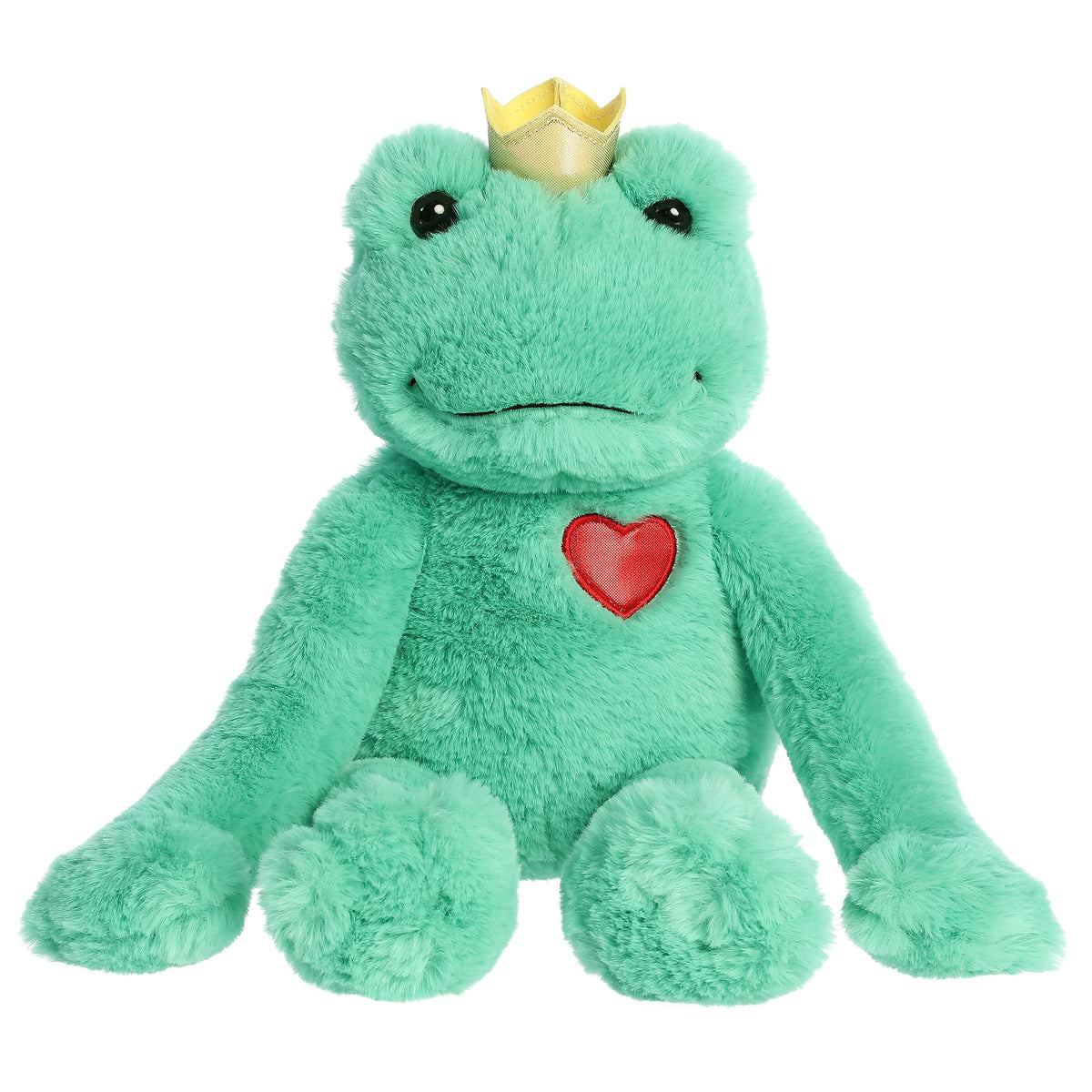 Aurora® Heartwarming Valentine Frog Prince Stuffed Animal - Decorative Charm - Loveable Companions - Green 18 Inches
