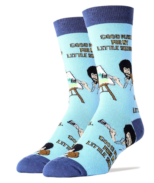 Oooh Yeah Socks Mens Crew Bob Ross Little Squirrel Large