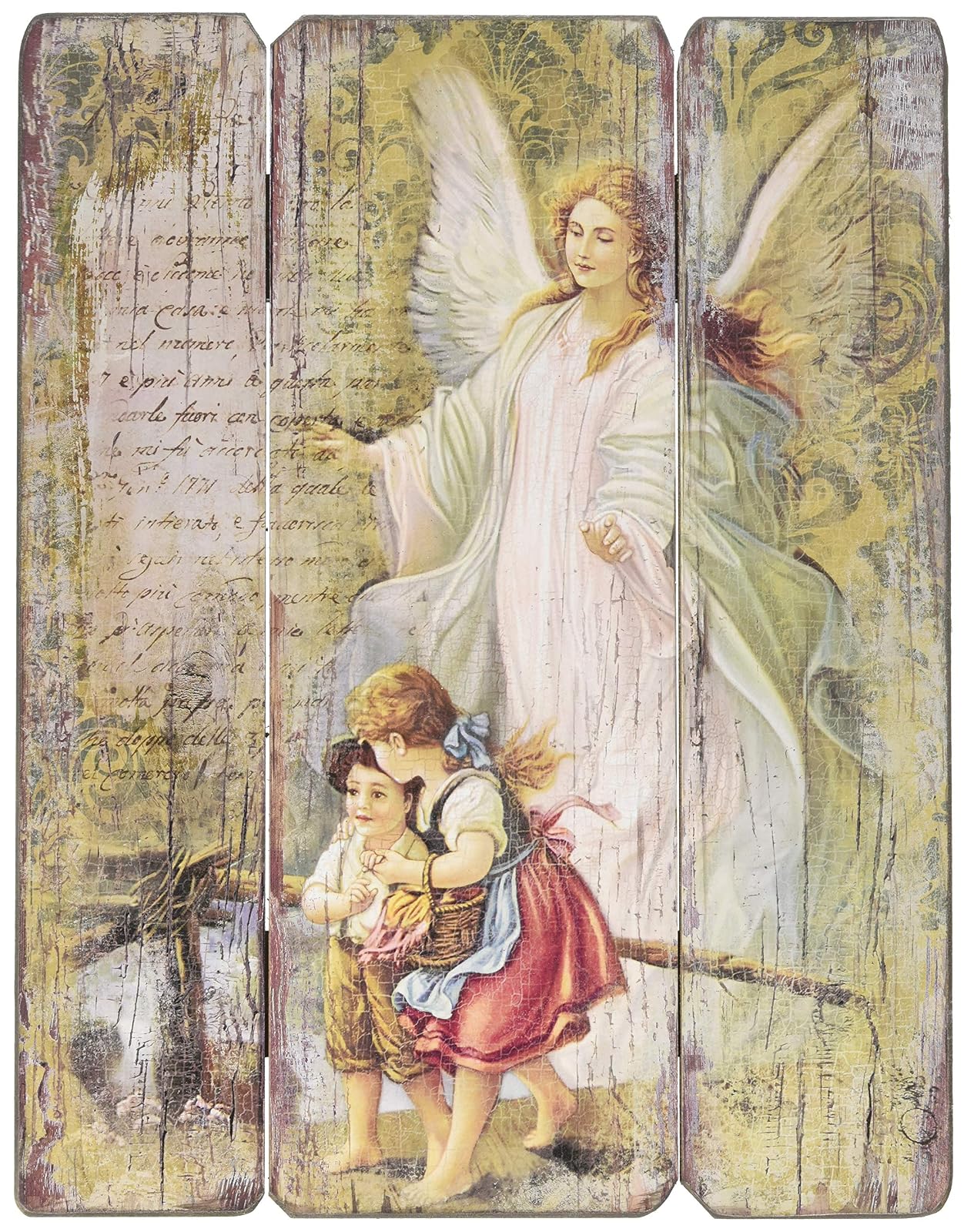 Roman Joseph Studio Guardian Angel 15 Inch 3 Panel Religious Plaque Decoration 66470