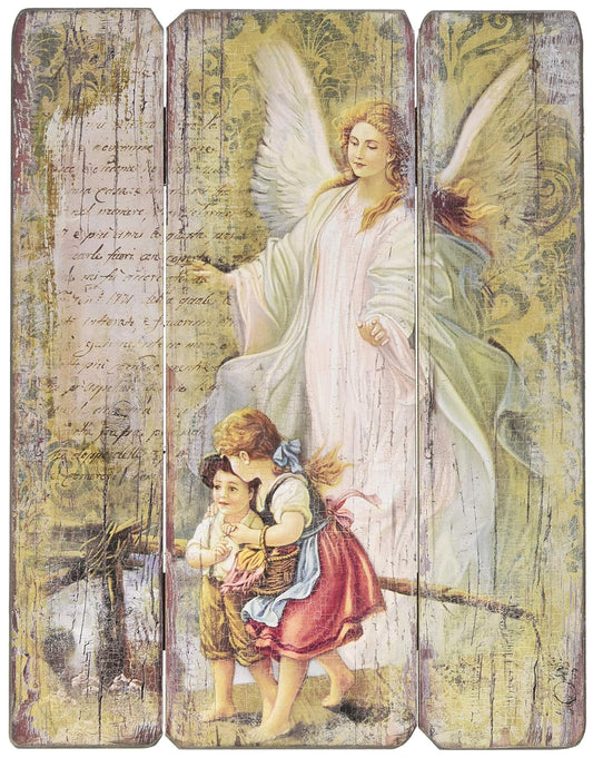 Roman Joseph Studio Guardian Angel 15 Inch 3 Panel Religious Plaque Decoration 66470