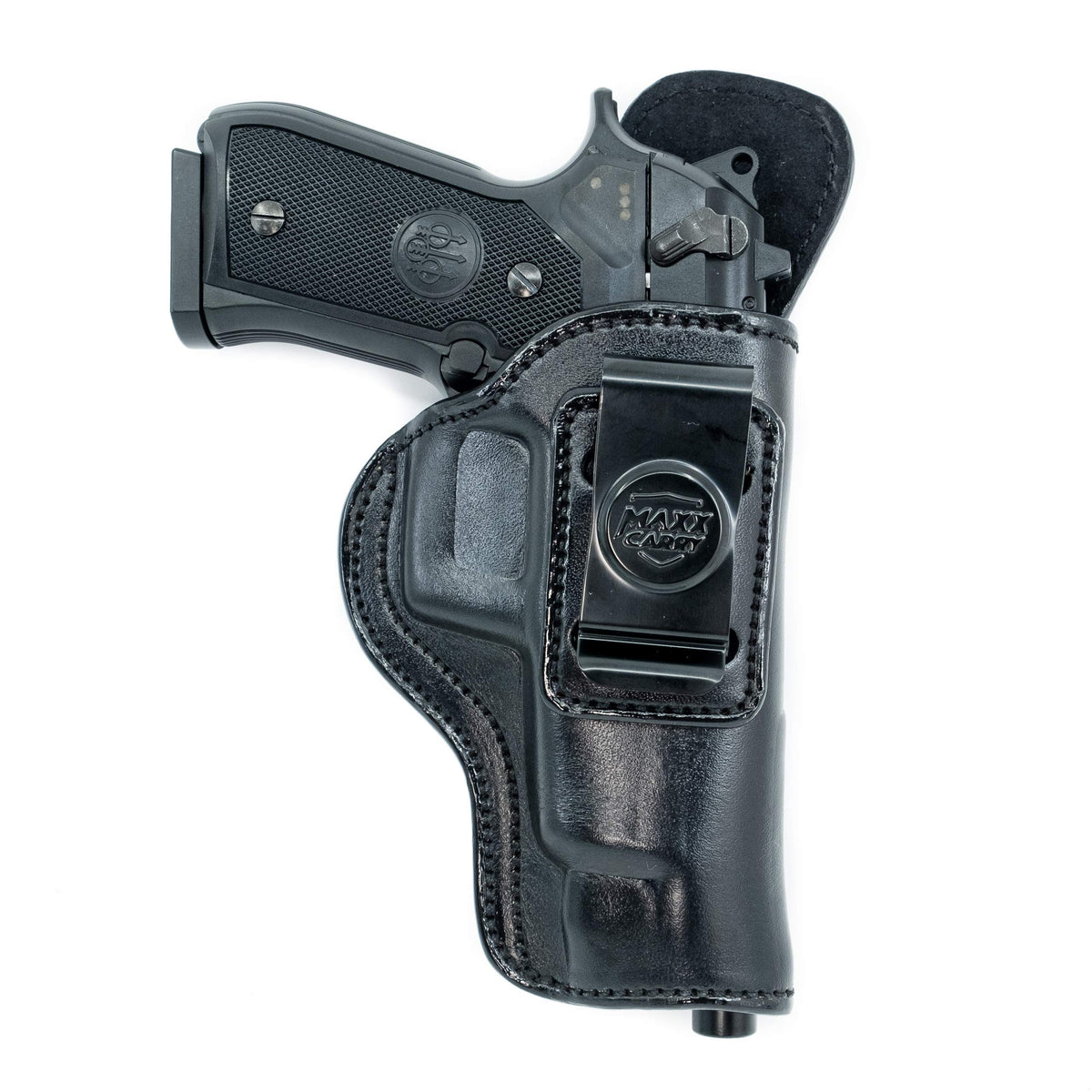 Cardini Leather USA Gun Holster, Right Hand, Black - Right Hand Draw (Inside the