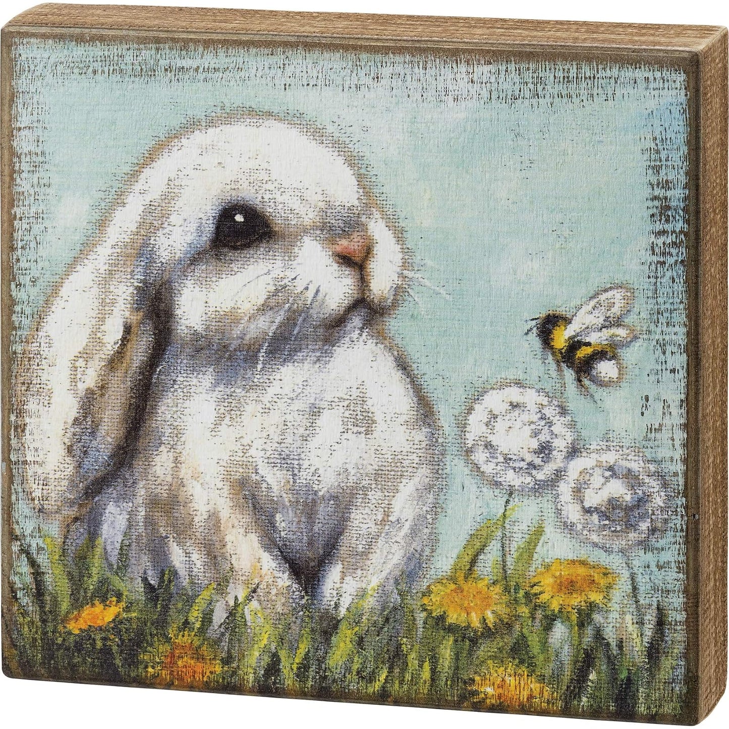 Primitives by Kathy 109158 Wooden Box Sign (White Bunny)