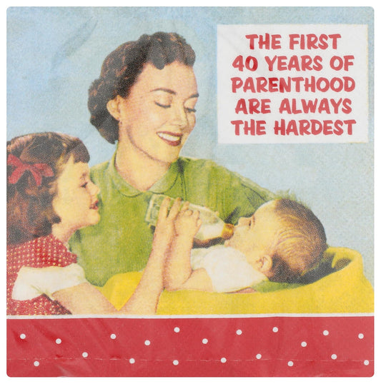 Design Design 624-09831 First 40 Years Of Parenthood Beverage Napkin, Multicolor