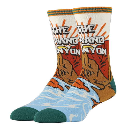 Men's Novelty Crew Socks,National Park, Oooh Yeah Funny Fun Crazy Cool Socks, Casual Dress Socks (Grand Canyon)