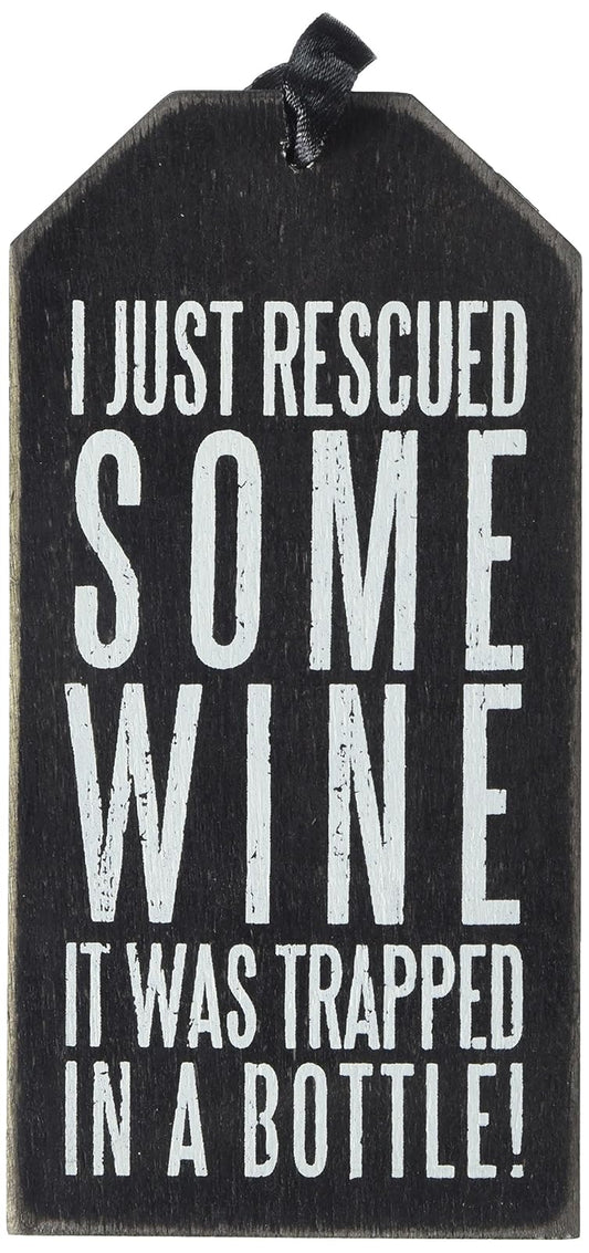 Primitives by Kathy Bottle Tag, 6 by 3-Inch, Rescued Wine