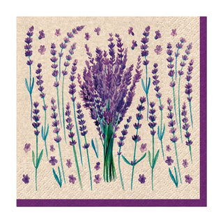 Abbott Collection Disposable Napkin, Cocktail (5"SQ), Natural/Purple