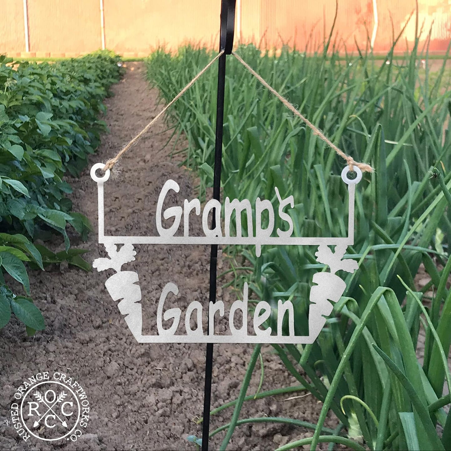 ROCC RUSTED ORANGE CRAFTWORKS CO. Garden Hanger's for Him (Gramp's)-Garden Signs Decorative Outdoor-Garden Gifts for Men-Outdoor Signs-Gifts for Gardeners Men-Fathers Day Yard Sign-Gardening Signs
