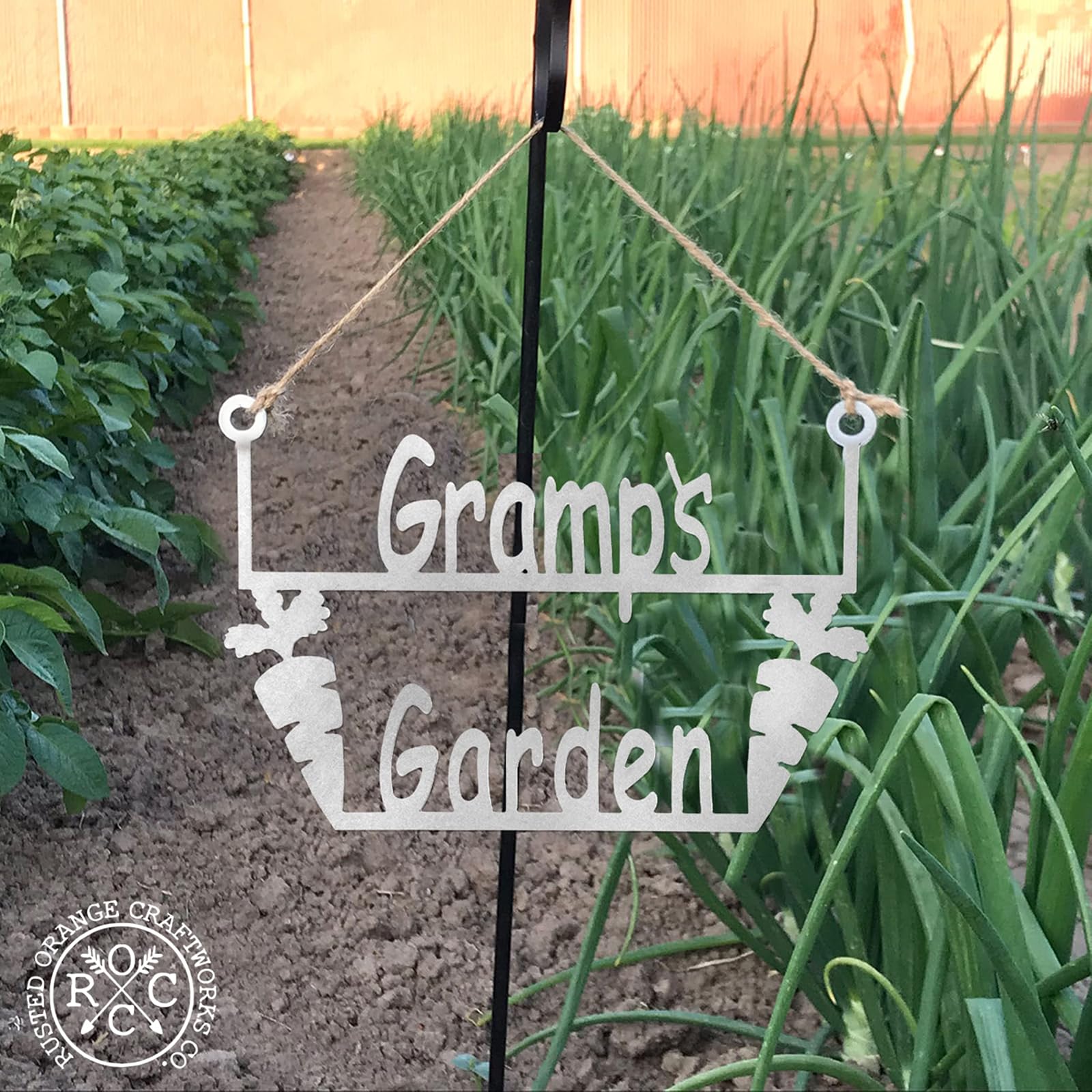 ROCC RUSTED ORANGE CRAFTWORKS CO. Garden Hanger's for Him (Gramp's)-Garden Signs Decorative Outdoor-Garden Gifts for Men-Outdoor Signs-Gifts for Gardeners Men-Fathers Day Yard Sign-Gardening Signs