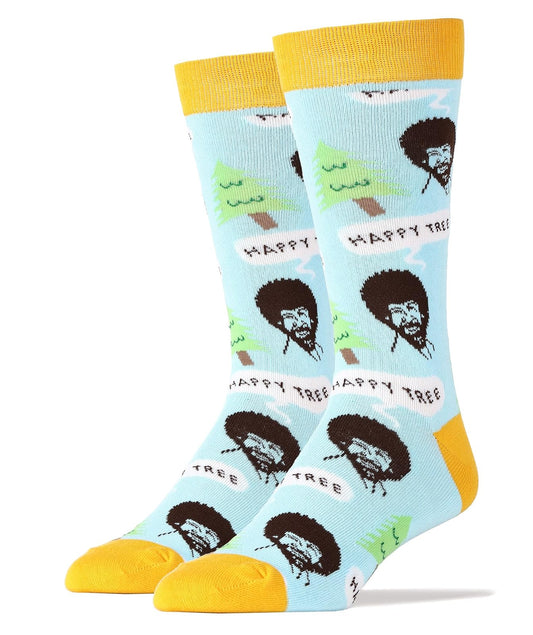 Oooh Yeah Socks Men's Luxury Combed Cotton Crew Socks-Nice Men-Happy Tree Blue,size 10/13