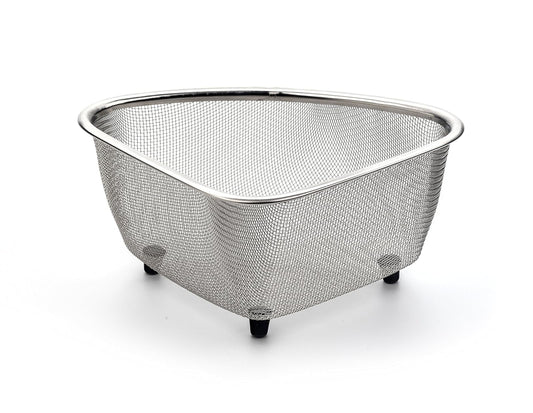 RSVP International Endurance In-Sink Mesh Colander Strainer Basket, 3 Quart | Organize Sponges, Collect Food Scraps | Dishwasher Safe | Small Corner Basket | Steaming, Draining & Rinsing