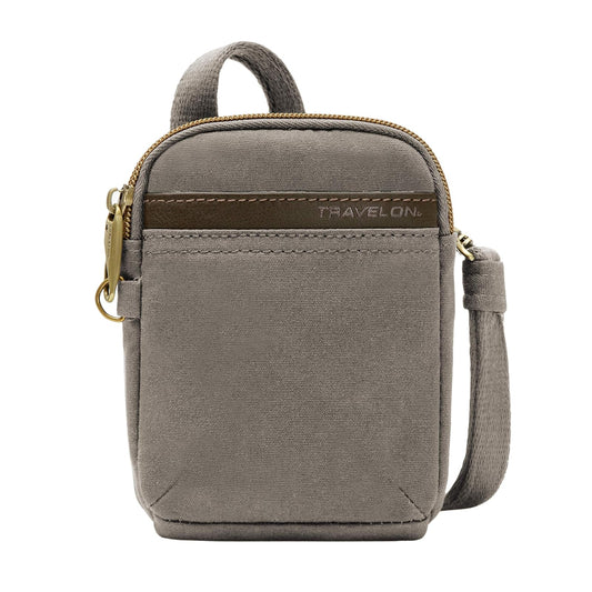 Travelon Anti-Theft Courier Mini Crossbody Cross Body Bag, Stone Gray, One Size