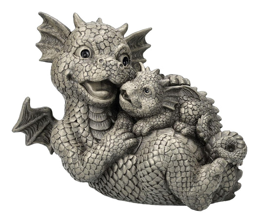 Pacific Trading Giftware PT Garden Dragon Family Mother and Baby Dragon Garden Display Decorative Accent Sculpture Stone Finish 10 Inch Tall