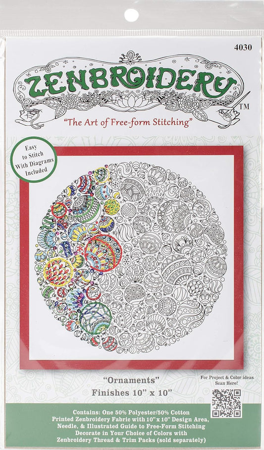 Design Works Crafts 4030 Zenbroidery Kit, Christmas Ornaments, Multicolor