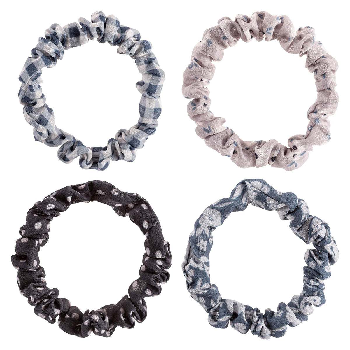 Karma Hair Tie, Thin, Black & Gray Floral