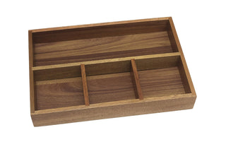 Lipper International 1124 Acacia Organizer Tray, 4-Compartments, 12" x 8" x 1 3/4"
