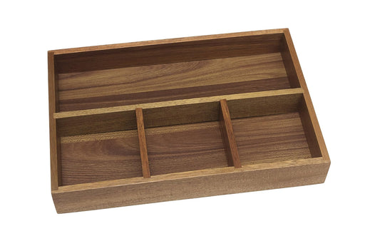 Lipper International 1124 Acacia Organizer Tray, 4-Compartments, 12" x 8" x 1 3/4"