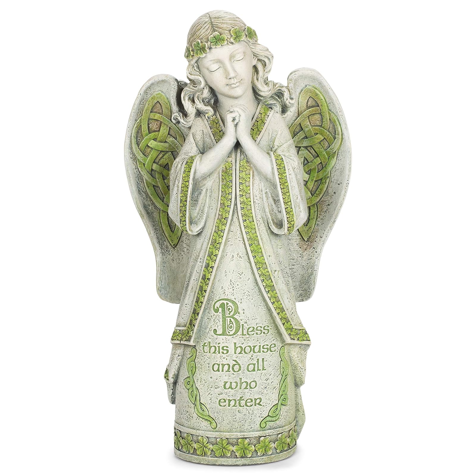 Roman Celtic Garden Collection Bless This House and All Who Enter Irish Garden Angel Statue 14.5-Inch