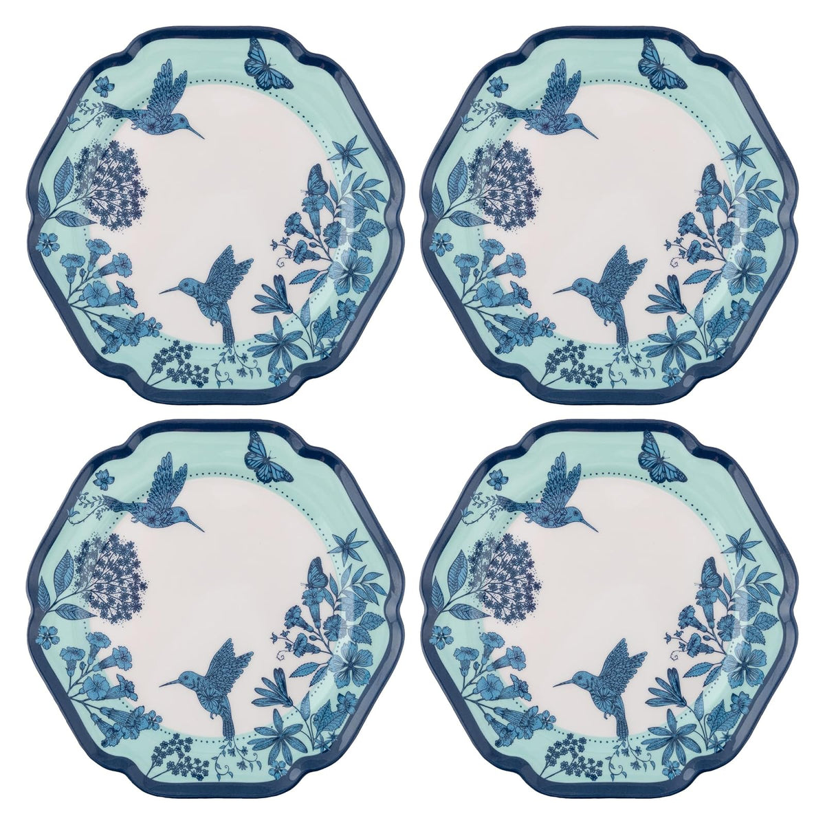 Karma Dishware Plate, Salad Plates, Hummingbirds