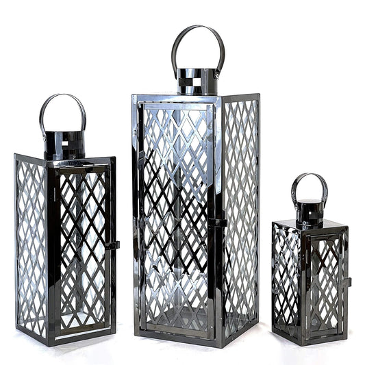 allgala Candle Holder, Large, Diamond Black