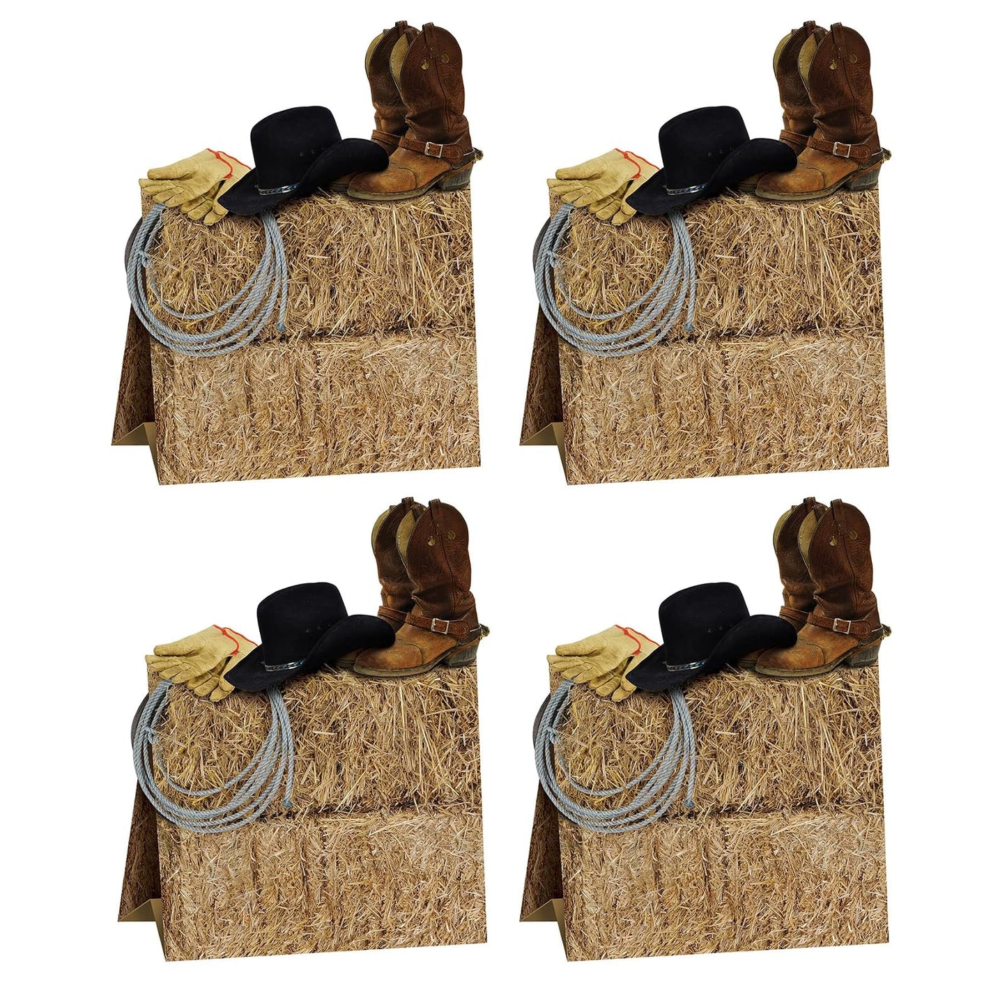 Beistle 4 Piece Three Dimensional Western Theme Centerpieces Wild West Cowboy Party Decorations, 9.5", Multicolor