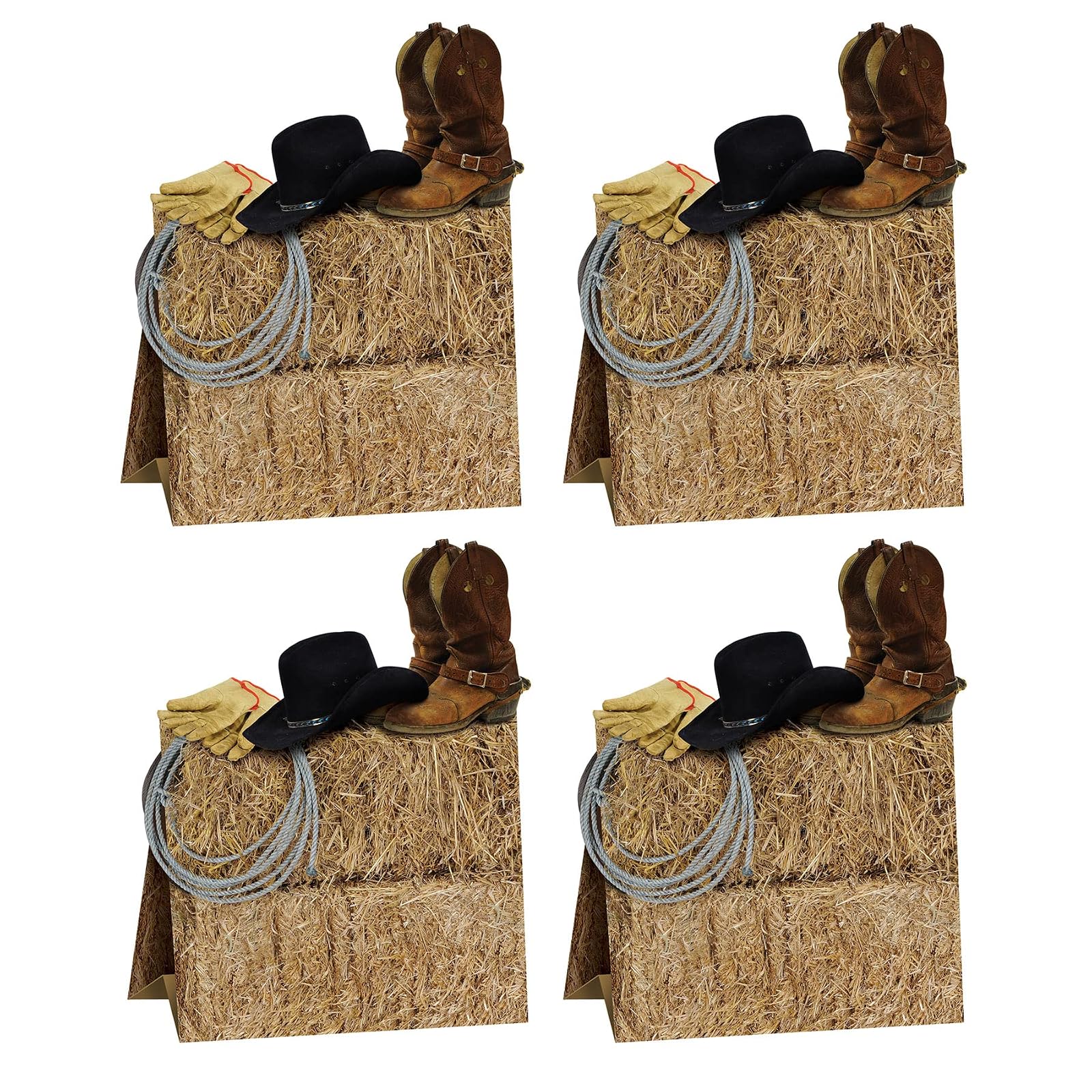 Beistle 4 Piece Three Dimensional Western Theme Centerpieces Wild West Cowboy Party Decorations, 9.5", Multicolor