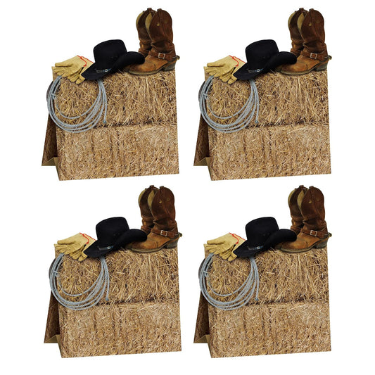 Beistle 4 Piece Three Dimensional Western Theme Centerpieces Wild West Cowboy Party Decorations, 9.5", Multicolor