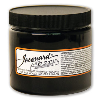 Jacquard Acid Dye for Wool, Silk and Other Protein Fibers, 8 Ounce Jar, Concentrated Powder, Pumpkin Orange 605