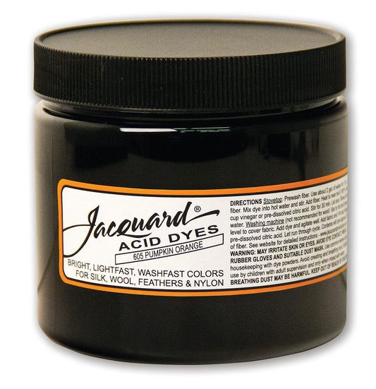 Jacquard Acid Dye for Wool, Silk and Other Protein Fibers, 8 Ounce Jar, Concentrated Powder, Pumpkin Orange 605