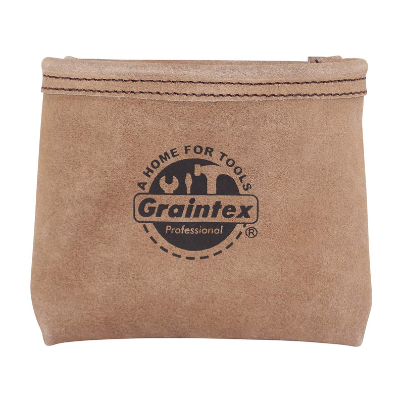 Graintex SS2190 Nail Pouch with Clip Beige Color Suede Leather for Constructors, Electricians, Plumbers, Handyman