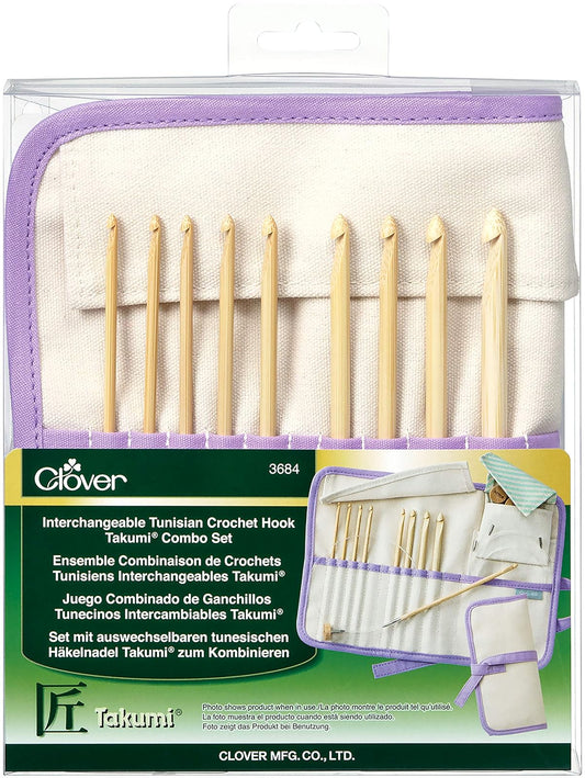 CLOVER Takumi Bamboo Interchangeable Tunisian Crochet Hook Set
