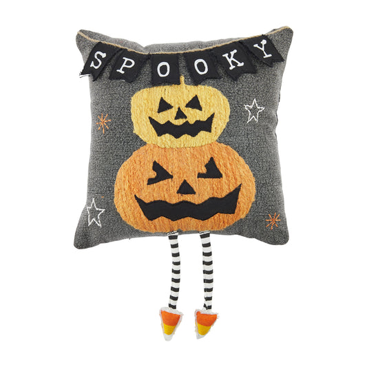 Mud Pie Halloween Dangle Leg Pillow, 9" x 9", Pumpkins 15 Count
