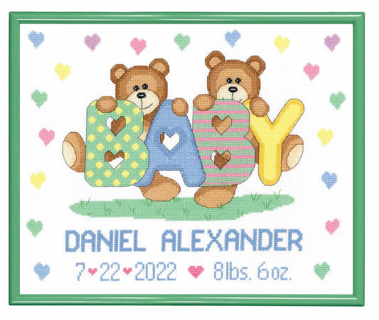 Design Works Crafts Janlynn 021-1785 Tedd Baby Birth Announcement Cross Stitch