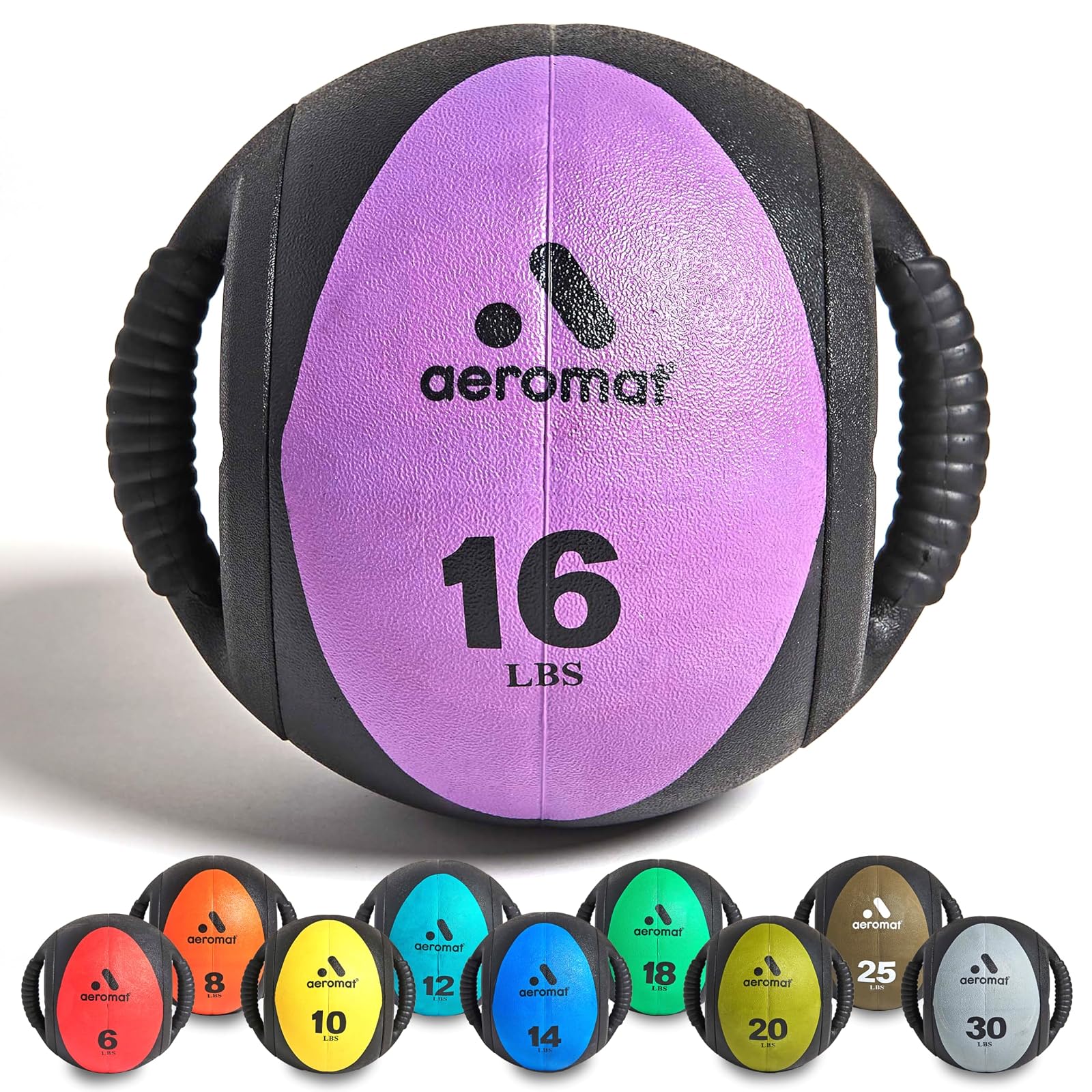 AGM Group Aeromat Dual Grip Power Medicine Ball, 9cm/16-Pound, Black/Green