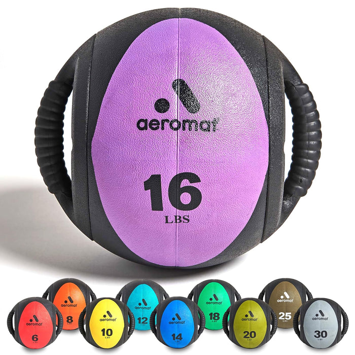AGM Group Aeromat Dual Grip Power Medicine Ball, 9cm/16-Pound, Black/Green