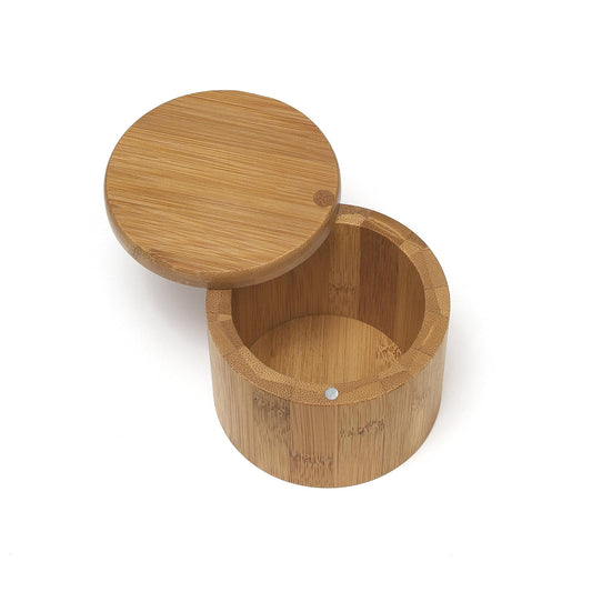 Lipper International Bamboo Salt Box with Swivel Cover Brown