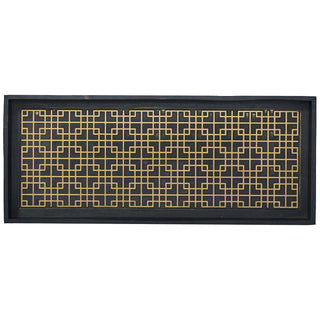 Larry Traverso Logan Design Deluxe Rubber Boot-Tray, 34 x 14 inches, Heavy Duty Vulcanized Rubber, One-Piece Seamless Construction, Year Round Use Indoors or Outdoors, Black with Brushed Brass Finish