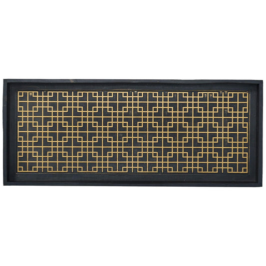 Larry Traverso Logan Design Deluxe Rubber Boot-Tray, 34 x 14 inches, Heavy Duty Vulcanized Rubber, One-Piece Seamless Construction, Year Round Use Indoors or Outdoors, Black with Brushed Brass Finish