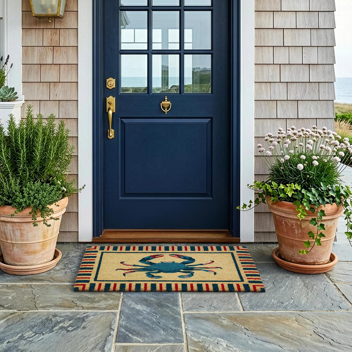 Home Furnishings By Larry Traverso Rug, 1'6" x 2'6" (Rectangular), Stripe Crab