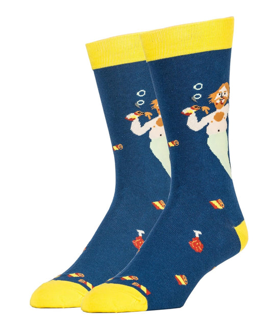 Oooh Yeah Socks Men's Luxury Combed Cotton Crew Socks Merman Find